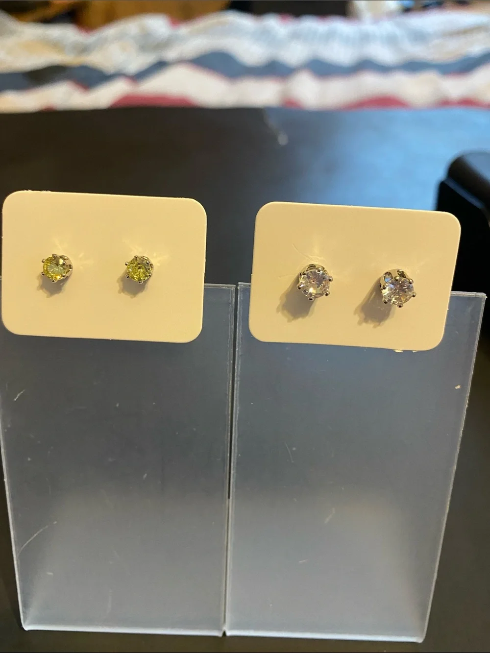 Time and Tru Stud Earring Set with Peridot-Green and Clear Stones
